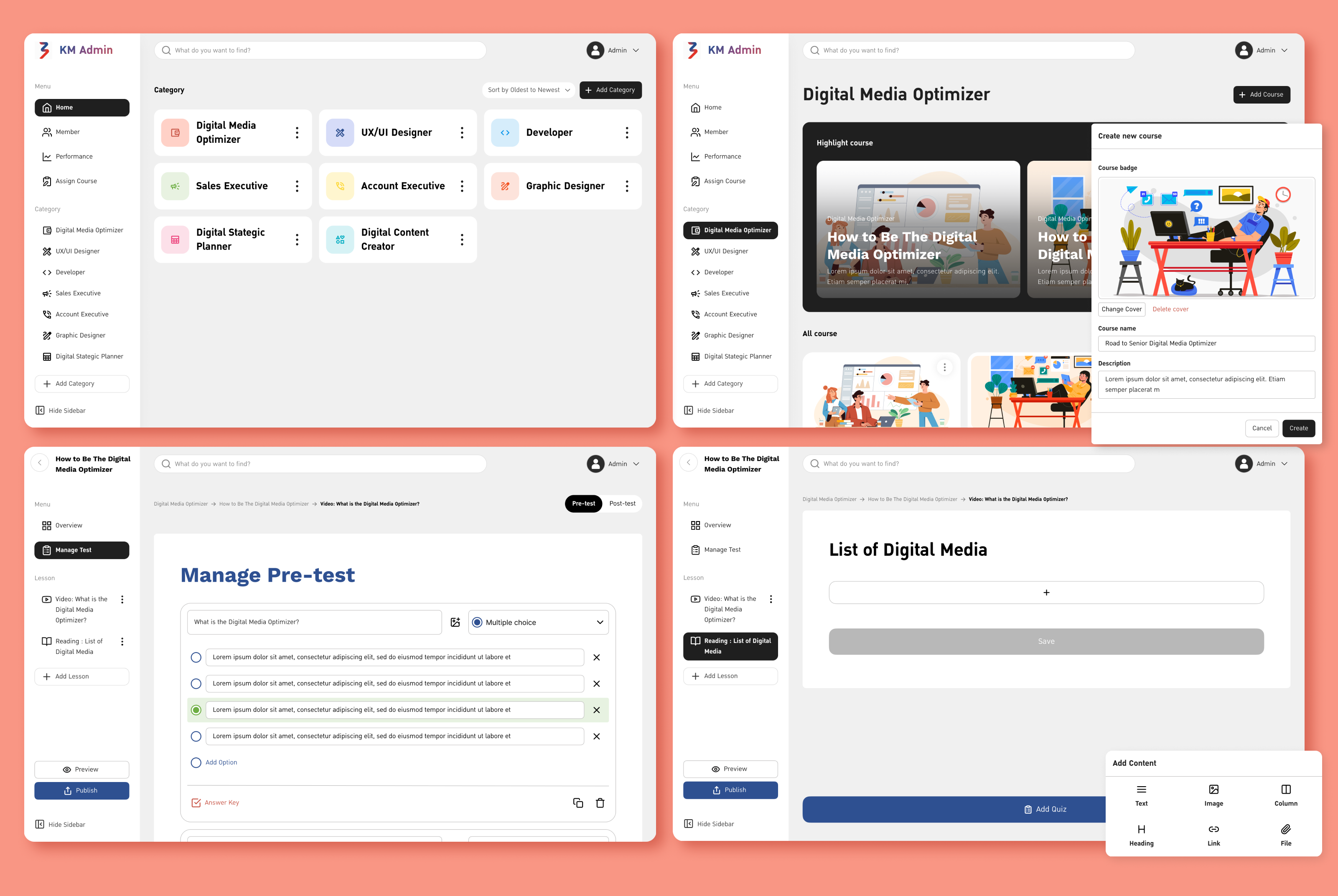 KM Platform UI - Create Lessons
